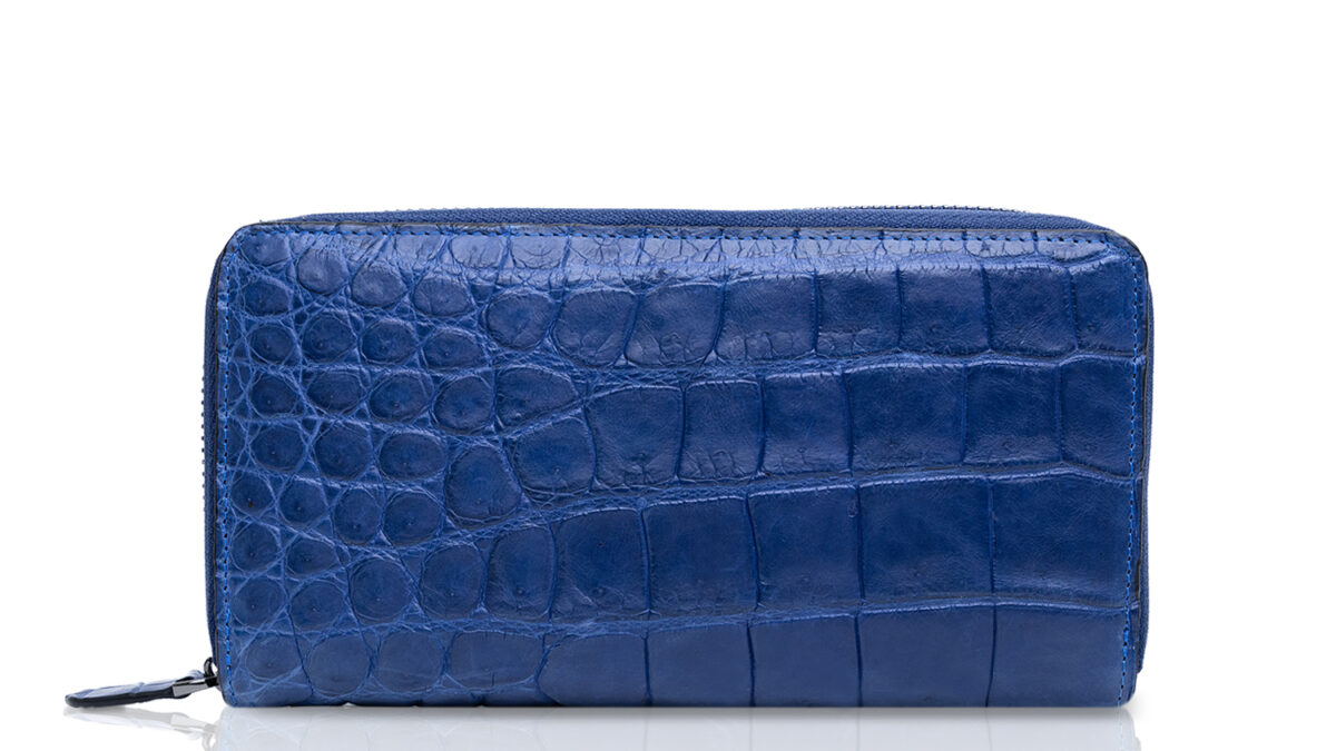 Long Zipper Wallet - Antique Navy Nile Crocodile - Ammoment